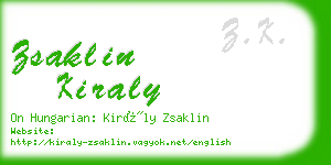 zsaklin kiraly business card